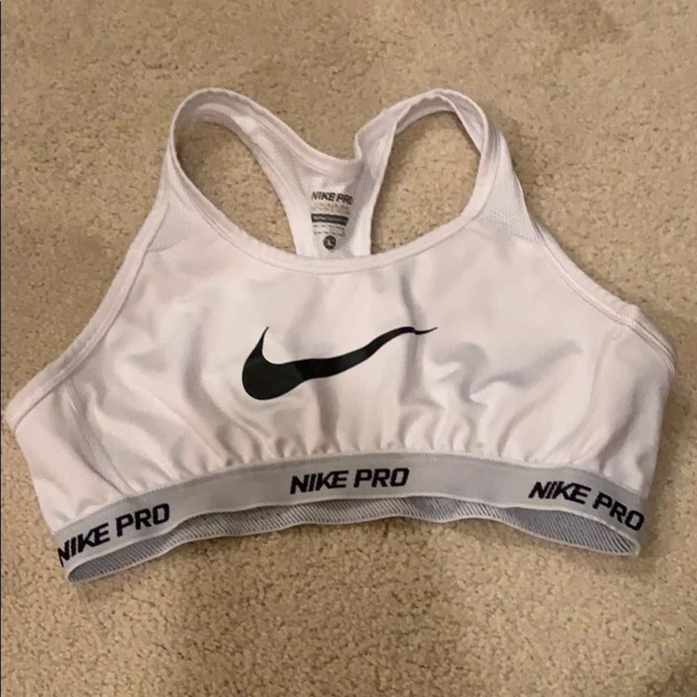 nike pro white sports bra